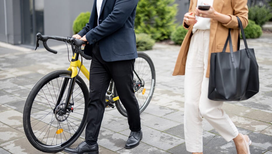 man woman yellow bike